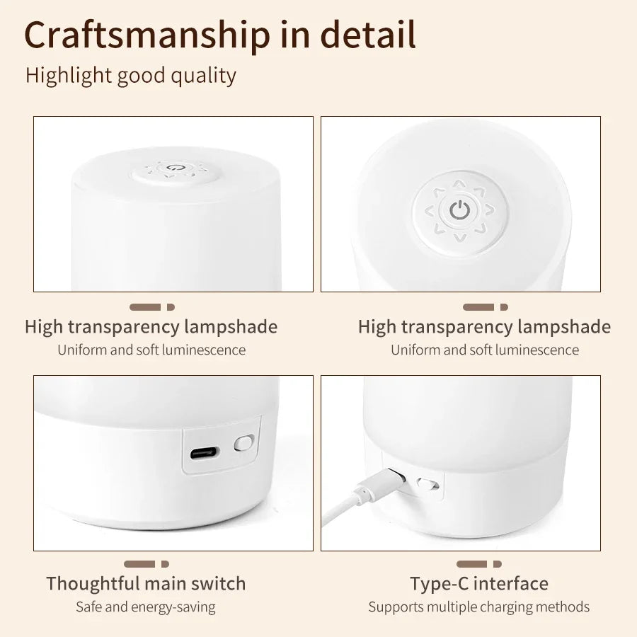 Touch bedside lamp with remote control and three light modes