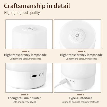 Touch bedside lamp with remote control and three light modes