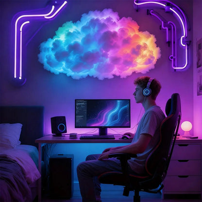 Acrylic Cloud Ceiling Lamp with 3D LED Ambient Light for Bedroom Decor