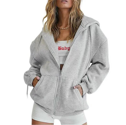Women's Hoodie With Zip Front Long Sleeves for casual wear