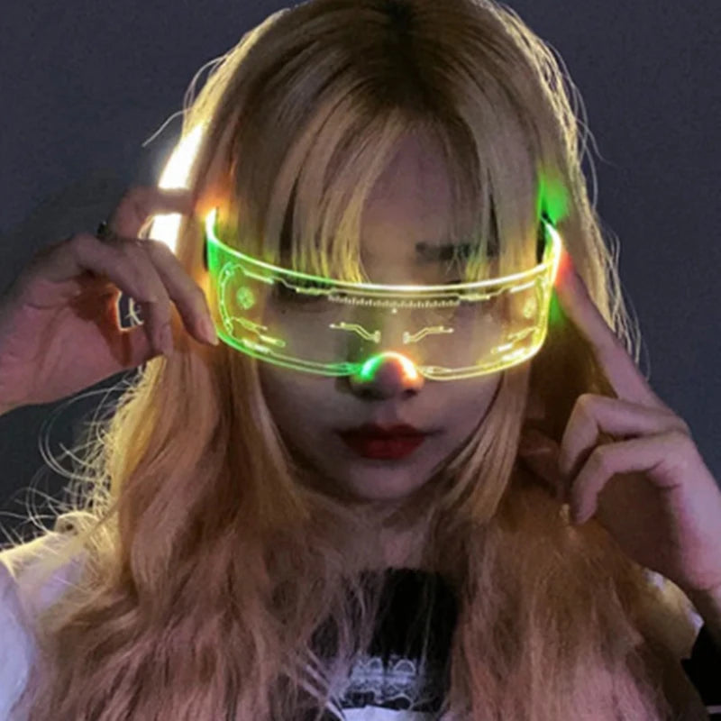 LED glasses novelty gift with glowing visor illumination and futuristic frame design