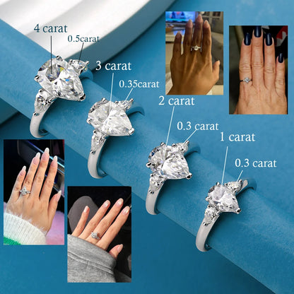 Pear-Cut Moissanite Ring in 18K Gold Plated Sterling Silver with Prong