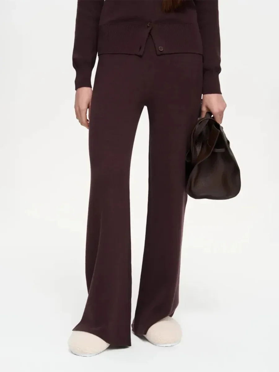 Women’s Knit Cardigan And Pants Set Slim Fit Long Sleeve Winter