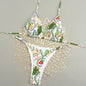 Women's Triangle Lace-Up Bikini Set with Adjustable Straps and Thong Bottom