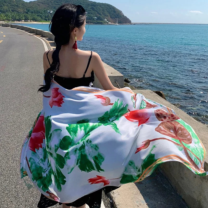 Women's printed beach sarong wrap scarf and sun cover