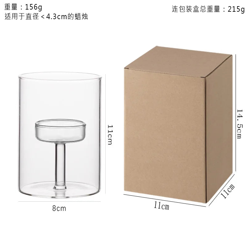 Glass candle holder for block candles and table decor