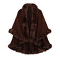 Double Layer Faux Fur Trim Womens Knitted Poncho Shawl Warm Cape Multiple Colors Ideal for Fall and Winter Daily and Formal Wear