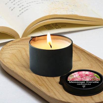 Scented massage oil candle for an evening ritual
