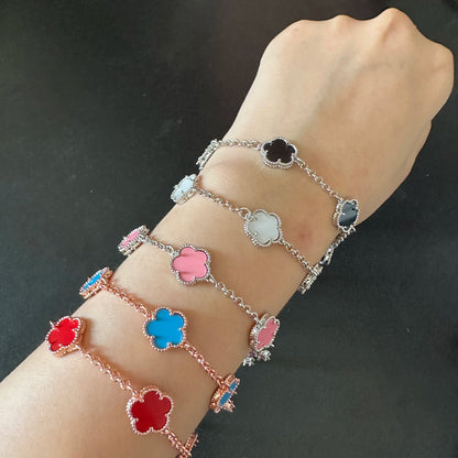 Silver Plated Rose Gold Clover Bracelet - Luxurious High Quality Jewelry for Women