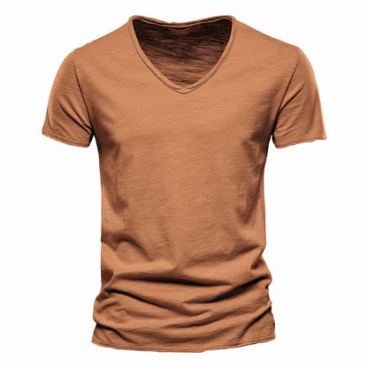 Soft V-Neck Tee For Men With 100 Percent Cotton Breathable Fit