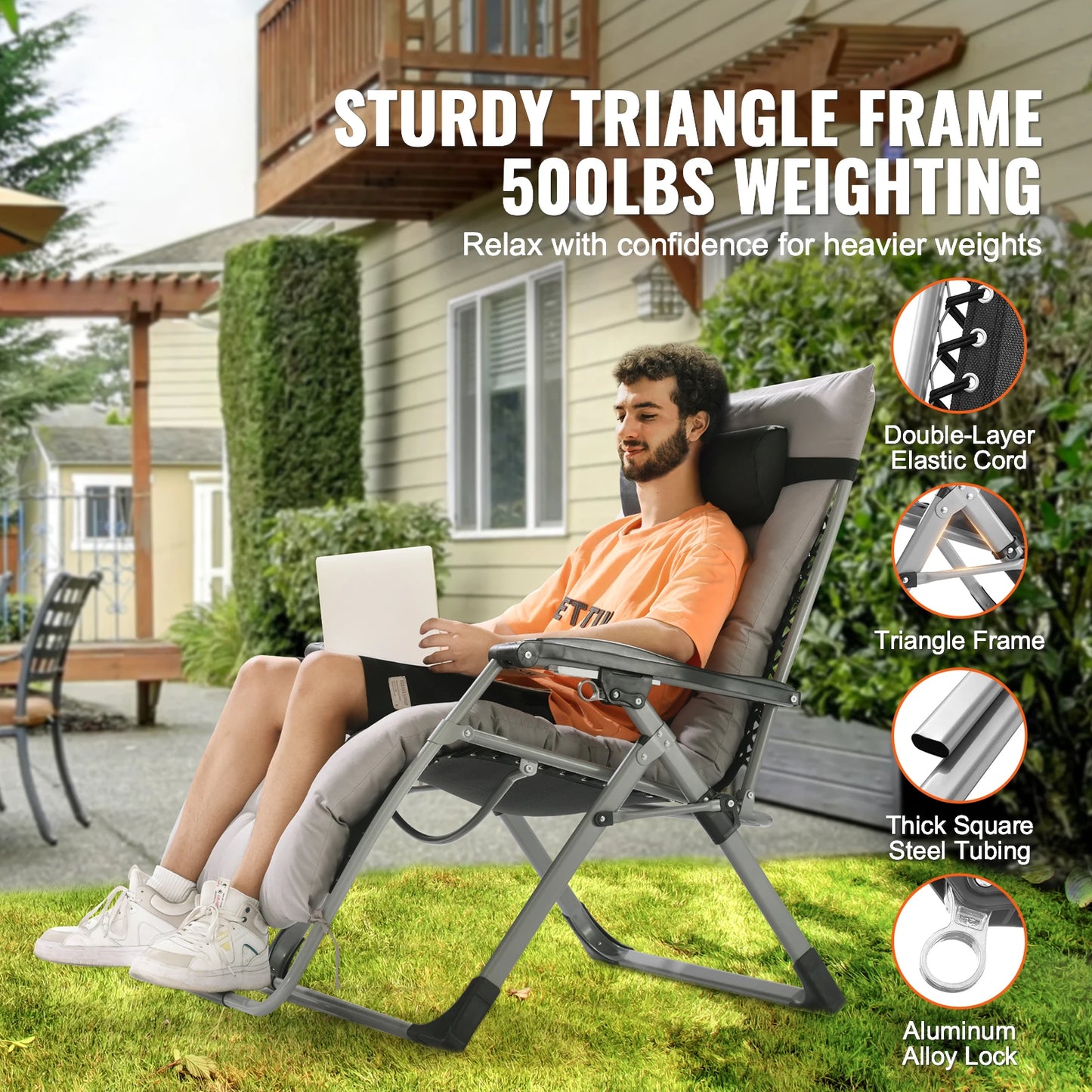 Zero Gravity Chair Zero Gravity Recliner Lounge Chair Adjustable Anti Gravity Chair with Cushion Footrest and Cupholder
