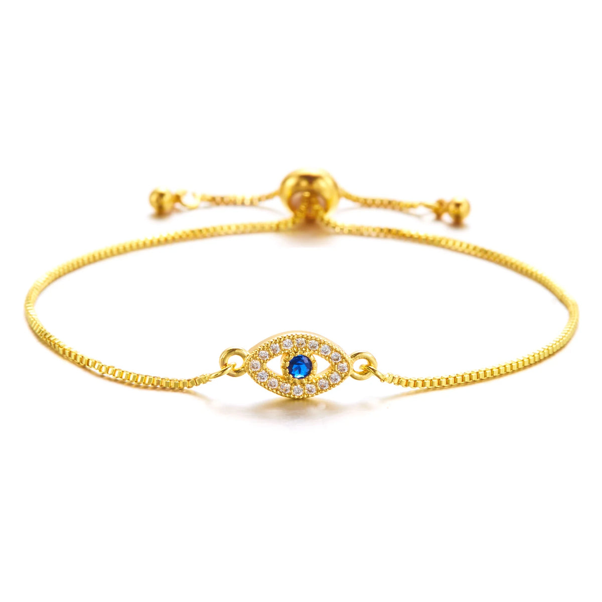 Bracelet with a heart-shaped zircon evil eye charm
