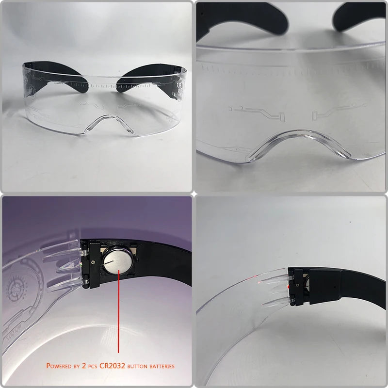 Gifts and novelty LED festival glasses with crystal bead illumination and clear frame