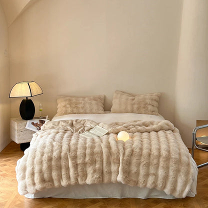 Luxury Faux Fur Rabbit Fur Thickened Blanket, Winter Soft Blanket Throw for Home Bed Sofa Cover 100X150cm 150X200cm 200X230cm