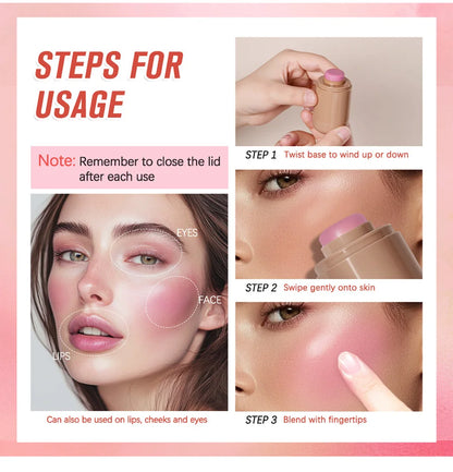 Pink Beauty Multi-use Blush Stick For Lips Cheek Long-lasting Hydrating Highlights Brighten Soft Natural Flush Cream Blush Stick