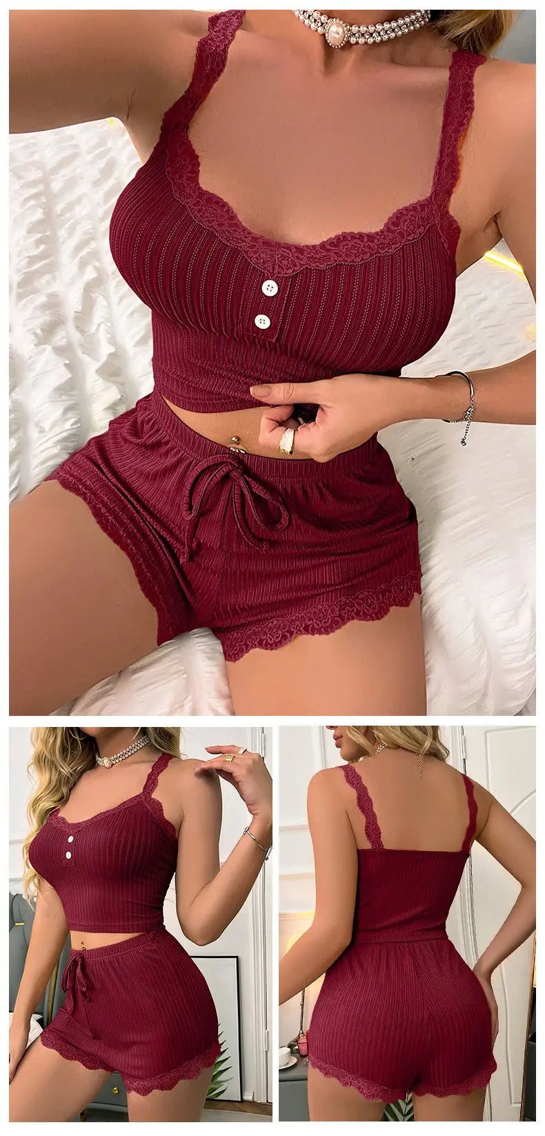 Breathable Pajama Set Sleeveless Top and Shorts for Warm Nights