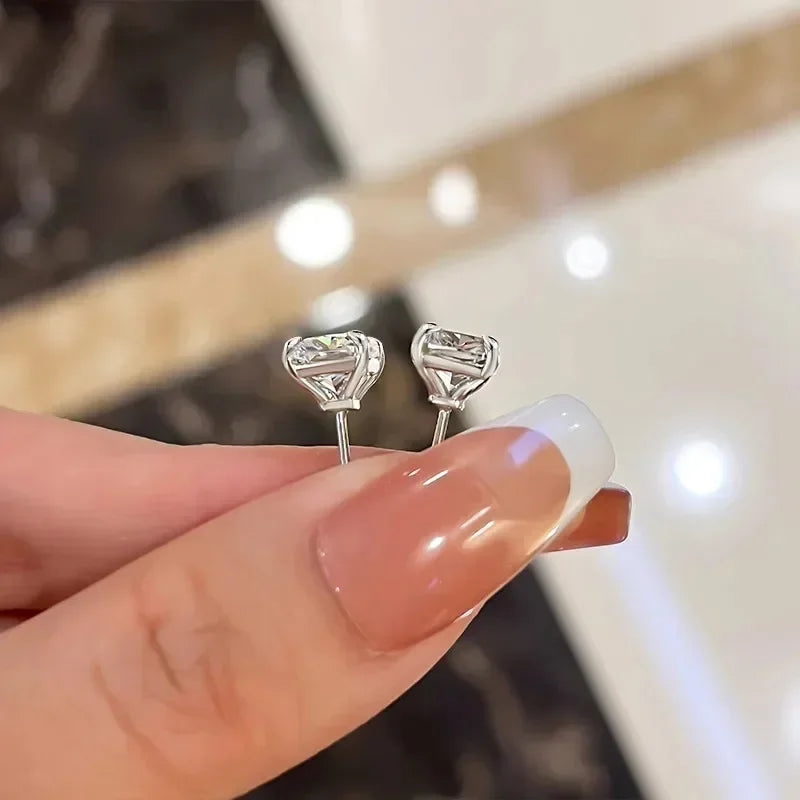 Classic Zircon Stud Earrings for Women in Sterling Silver Everyday