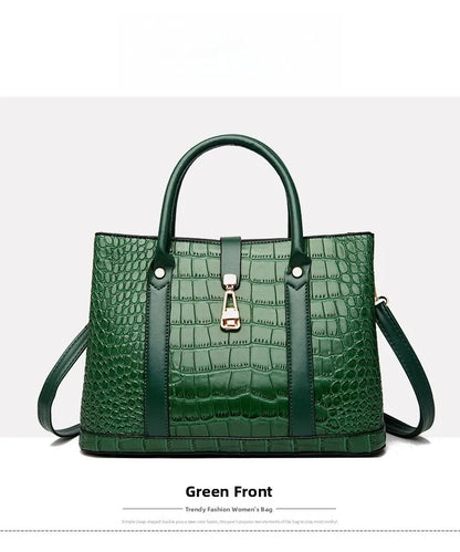 Crocodile-pattern handbag set with shoulder bags
