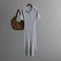 Polo-Neck Dress Knee-Length Office to Casual Wear Breathable