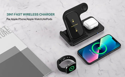 Foldable Wireless Dock for Smartphones and Earbuds 3-in-1