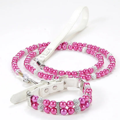 Pet Leash Collar Jewelry Pearl Cat Necklace Small and Medium-sized Dog Harnesses Supplies Wholesale