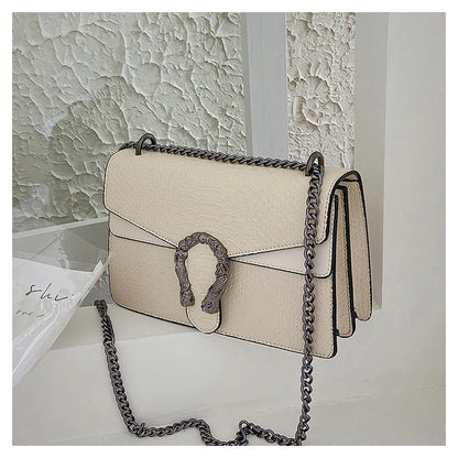 Retro Crossbody Bag with Snake Pattern Square Silhouette for Women
