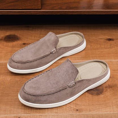 Men's suede-look slip-on mule with open back