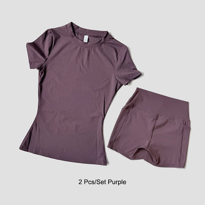 Women Yoga Set Gym Sportswear Sport Top High Waist Shorts Suit Fitness Workout Butt Lifting REVOLUTION SETS