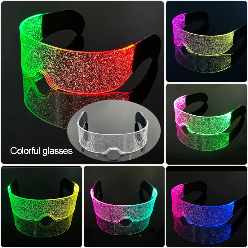 LED festival glasses glowing novelty eyewear with crystal bead illumination and plastic frame