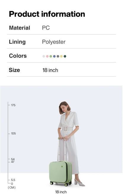 Mixi New Patent Design Carry On Suitcase Women 18 Inch Rolling Luggage Men Polycarbonate Aluminum Frame Elegant Noble