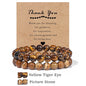 Beachwear Style Bracelet Set for Couples with Natural Amethyst Cat Eye Beads and Gift Card