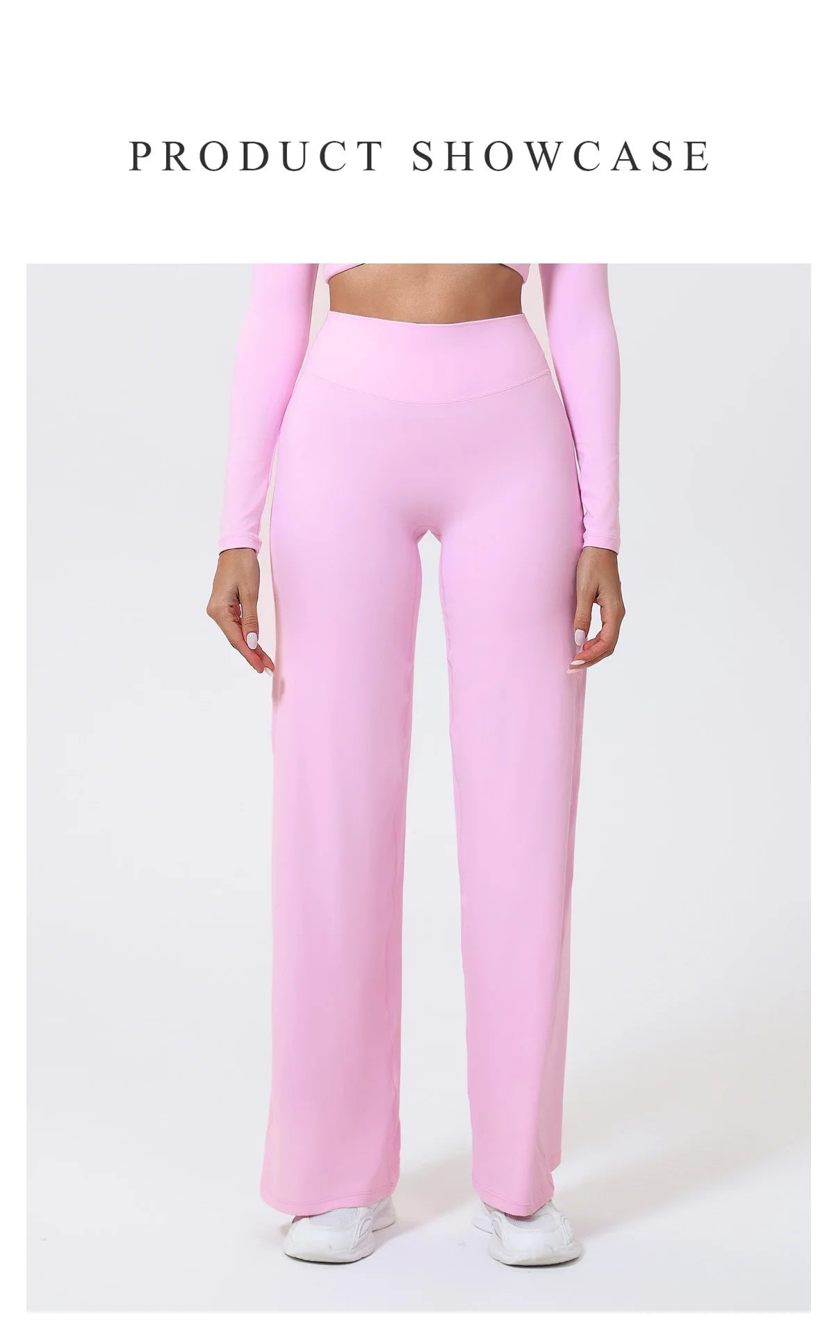 Light pink high waist seamless leggings in a stretchy knit fabric for yoga and training.