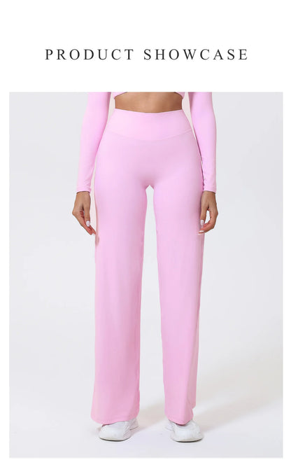 Light pink high waist seamless leggings in a stretchy knit fabric for yoga and training.