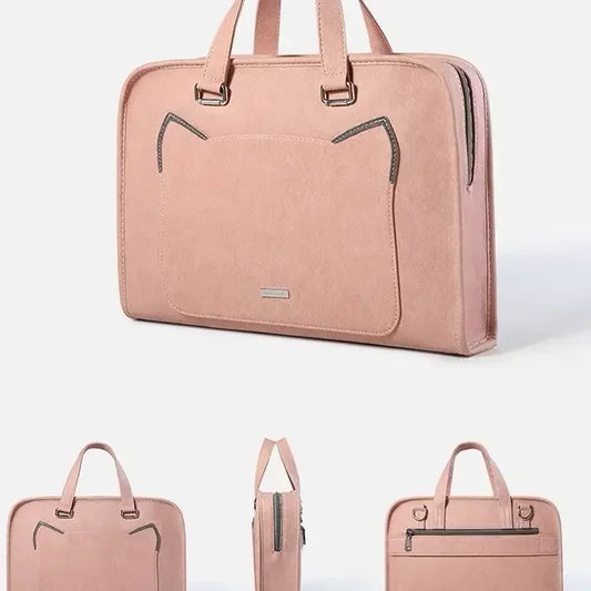Pink Laptop Shoulder Bag Sleeve Handbag Waterproof MacBook Air Pro 13.3 14 15.6 16 Inch PC Case Travel Briefcase Shockproof