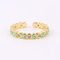 Adjustable Ring with Blue Evil Eye Open Copper Gold Tone Zircon Accent