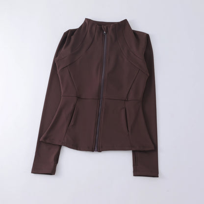 Luxe Yoga fitted Coat Women's Slimming Long Sleeve Fast Running Thin Pilates Fitness Suit Top Clothing