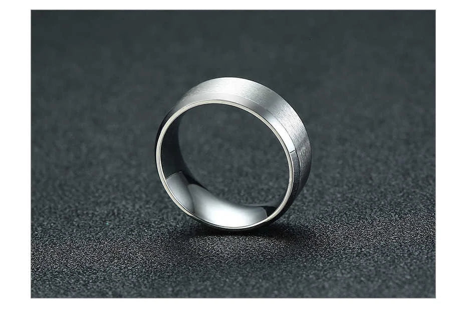 Bold Ring for Men with Stainless Steel Horus Cross Rhodium Plated 8mm