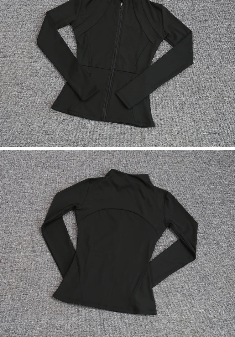 Luxe Yoga fitted Coat Women's Slimming Long Sleeve Fast Running Thin Pilates Fitness Suit Top Clothing