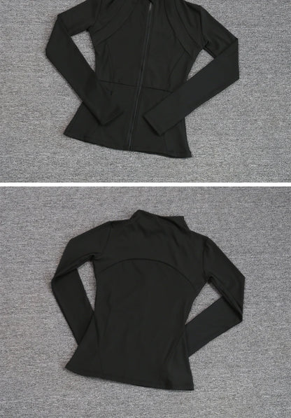 Luxe Yoga fitted Coat Women's Slimming Long Sleeve Fast Running Thin Pilates Fitness Suit Top Clothing