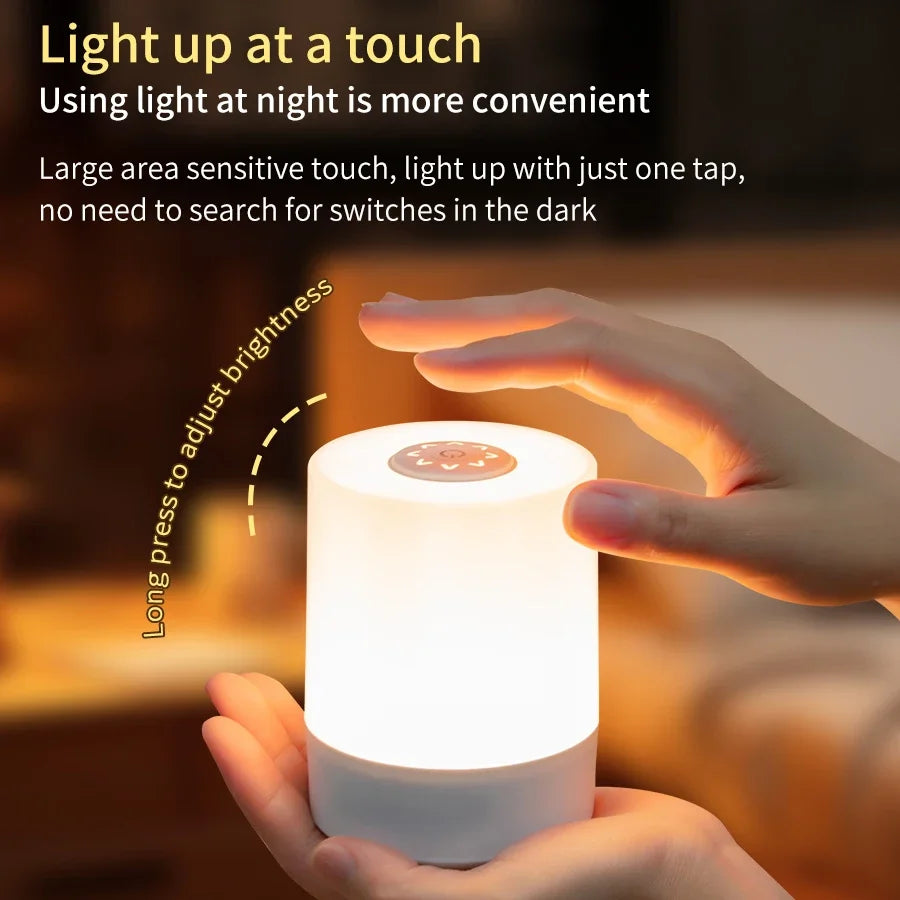 Touch bedside lamp with remote control and three light modes