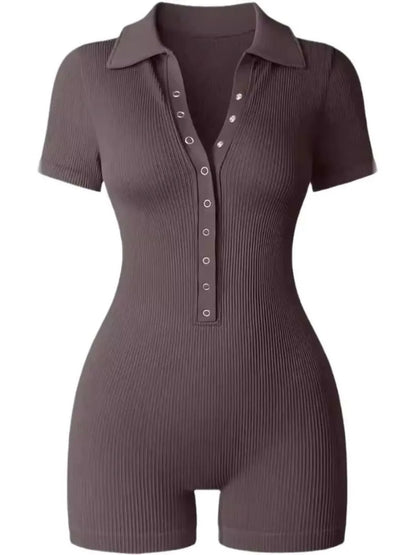 Breathable Collared Jumpsuit with Cinched Waist