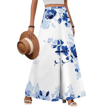 Women's Polyester Palazzo Pants With Pockets And High Waist And Wide Leg Flowing Silhouette