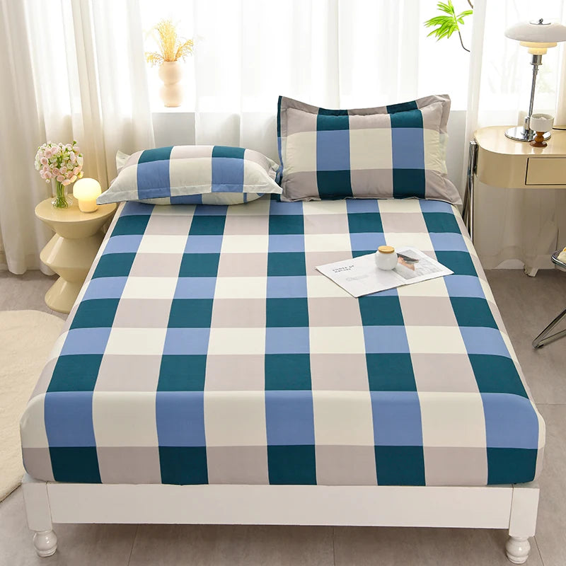 Soft Bedsheet Simple Style Bed Cover Single/Queen/King Size Bed Linen Home Fitted Sheets 침대시트 (Pillowcase Need Order)