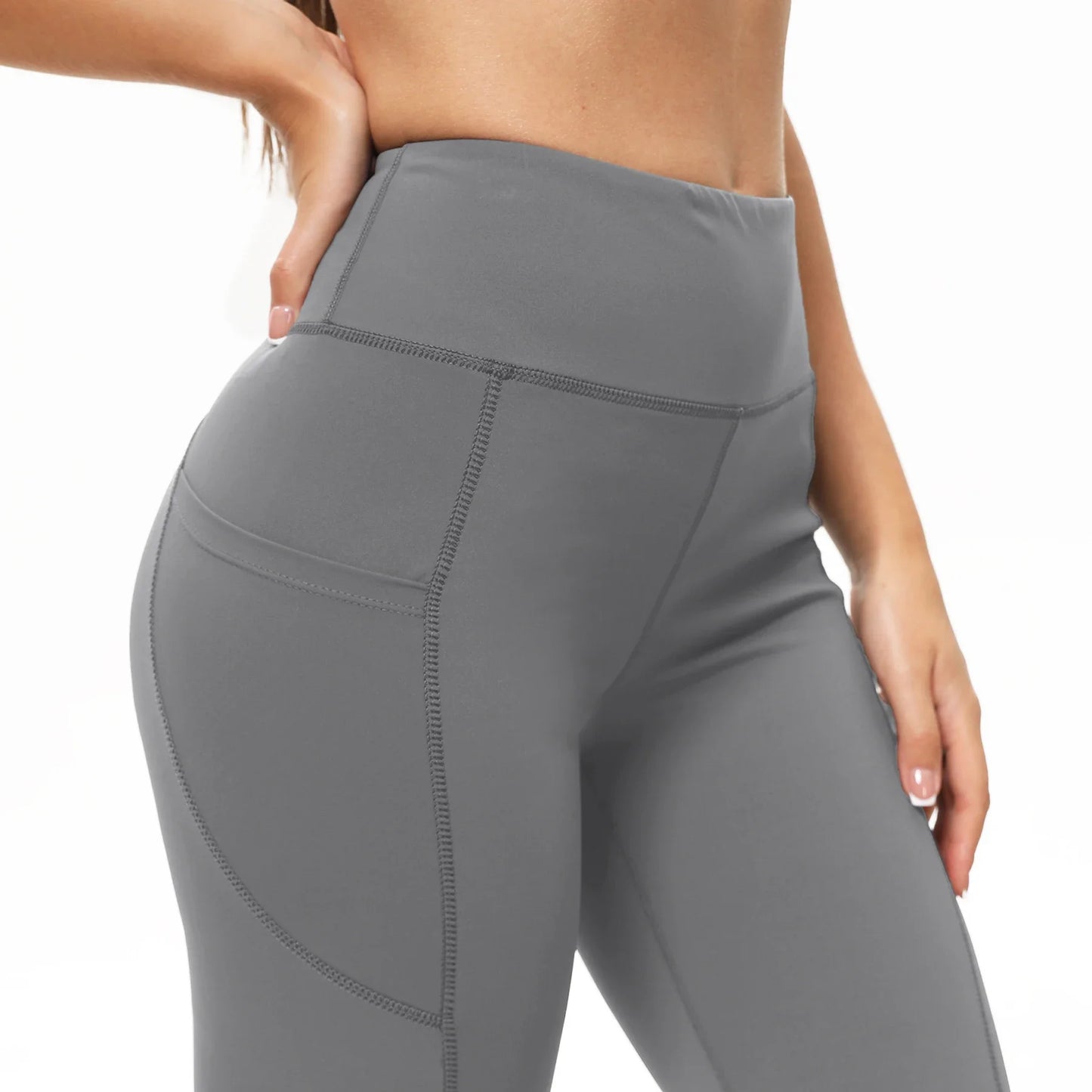 Three-Piece Knit Leggings Set With Elastic Waist Pockets For Women