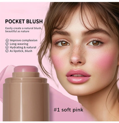 Pink Beauty Multi-use Blush Stick For Lips Cheek Long-lasting Hydrating Highlights Brighten Soft Natural Flush Cream Blush Stick