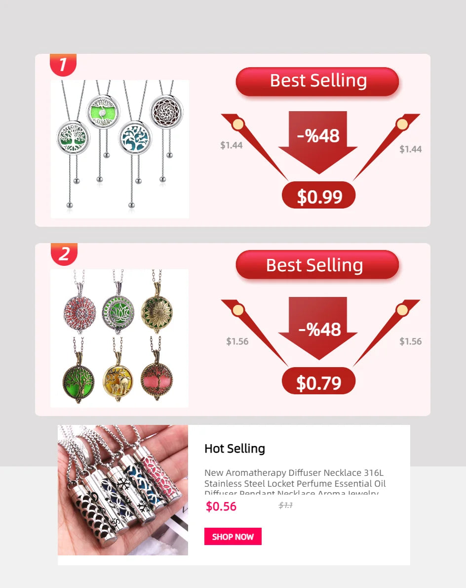 Women’s Aromatherapy Diffuser Necklace Locket Pendant For Essential Oils