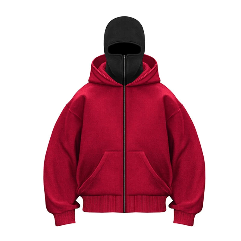 Unisex Cotton Fleece Hooded Zip Up Sweatshirt With Plain Design And Front Pouch Pocket