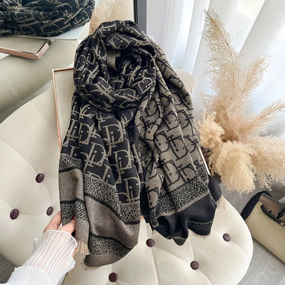 Golden Silk Blend Shawl Wrap for Women Long Scarf