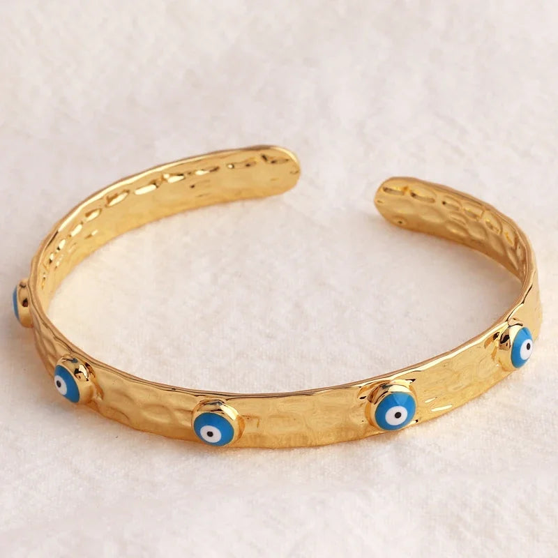 Women’s gold-plated evil eye crystal cuff bracelet