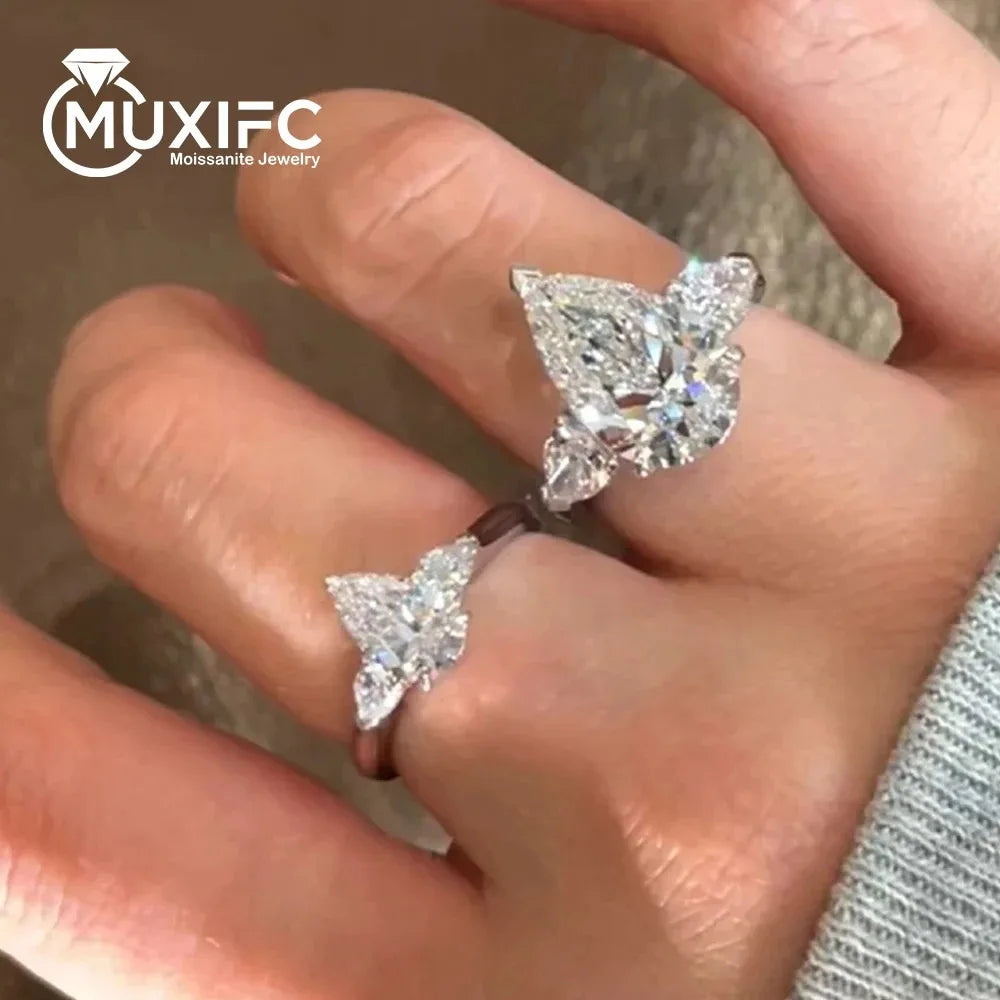 Pear-Cut Moissanite Ring in 18K Gold Plated Sterling Silver with Prong
